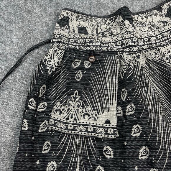 Kamana Harem Pants Womens Large Wide Leg Elephant Print Exterior Pocket Cotton - Picture 3 of 10